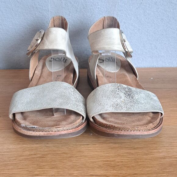 Sofft Bali Women 8 Silver Leather Slingback Open Toe Low Heel Sandals - Picture 3 of 12
